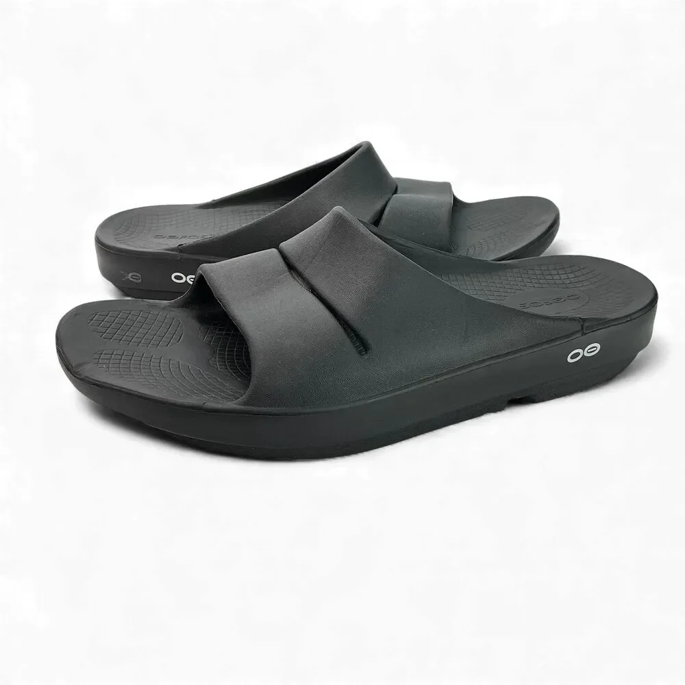 OOFOS OOahh Sport Slide Sandals Mens 10 Womens 12 Comfort Orthopedic Shoes Black